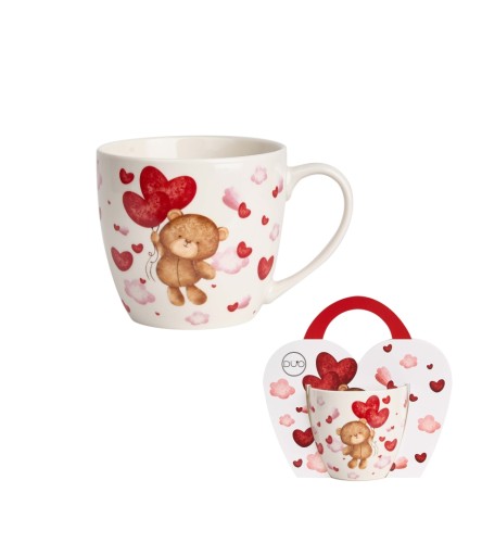 Kubek Porcelanowy 460 ml – MIŚ Z BALONAMI WALENTYNKI PREZENT