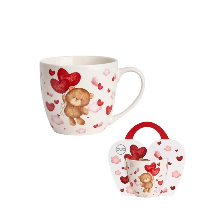 Kubek Porcelanowy 460 ml – MIŚ Z BALONAMI WALENTYNKI PREZENT