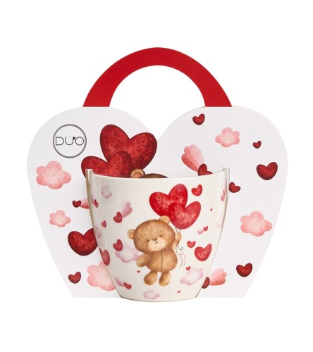 Kubek Porcelanowy 460 ml – MIŚ Z BALONAMI WALENTYNKI PREZENT