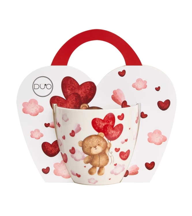 Kubek Porcelanowy 460 ml – MIŚ Z BALONAMI WALENTYNKI PREZENT