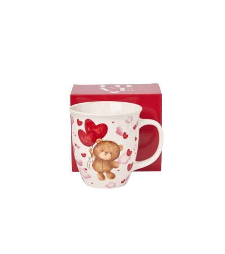 Kubek Porcelanowy XXL 650 ml – MIŚ Z BALONAMI PREZENT WALENTYNKI
