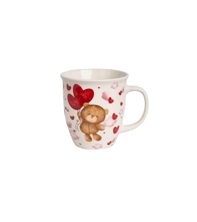 Kubek Porcelanowy XXL 650 ml – MIŚ Z BALONAMI PREZENT WALENTYNKI