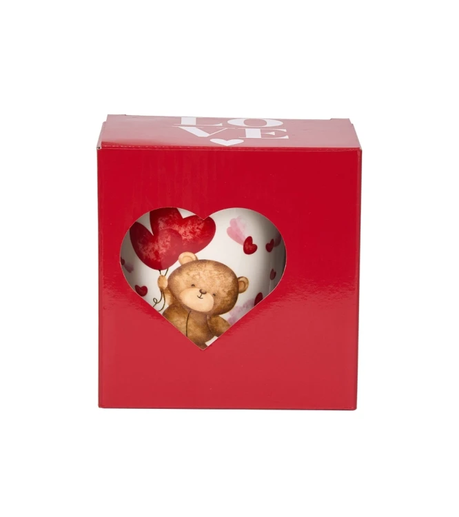 Kubek Porcelanowy z Zaparzaczem 360 ml – MIŚ Z BALONAMI PREZENT WALENTYNKI