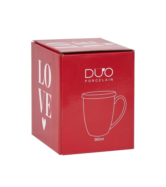 Kubek Porcelanowy z Zaparzaczem 360 ml – MIŚ Z BALONAMI PREZENT WALENTYNKI