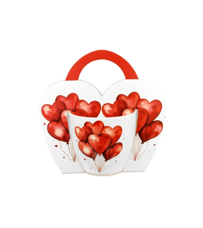 Kubek Porcelanowy 460 ml – BALONY SERCA WALENTYNKI PREZENT