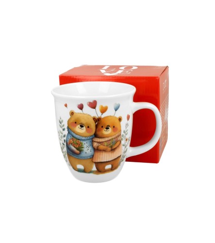 Kubek Porcelanowy XXL 650 ml – ZAKOCHANE MISIE PREZENT WALENTYNKI