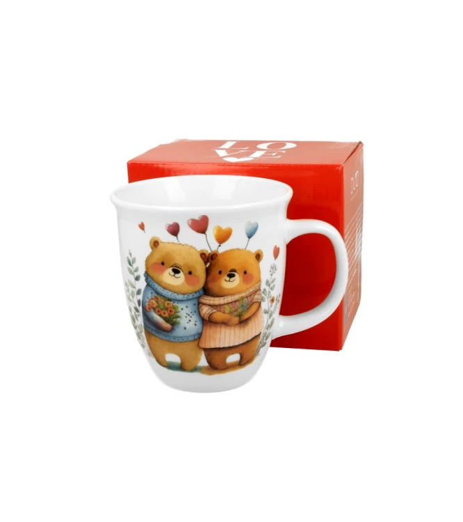 Kubek Porcelanowy XXL 650 ml – ZAKOCHANE MISIE PREZENT WALENTYNKI