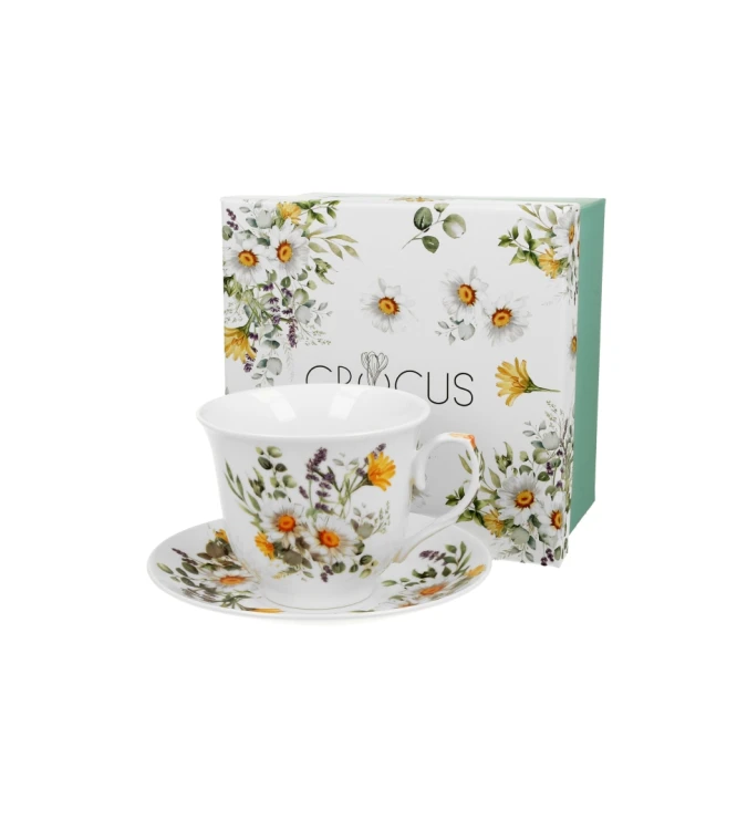 Filiżanka ze Spodkiem Porcelanowa 250 ml – DAISY POLNE KWIATY