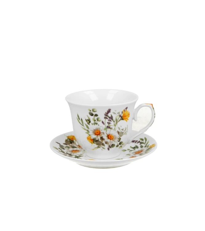 Filiżanka ze Spodkiem Porcelanowa 250 ml – DAISY POLNE KWIATY