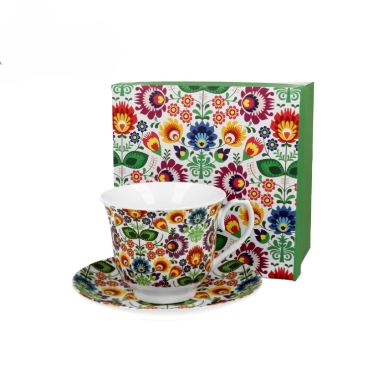 Filiżanka ze Spodkiem Porcelanowa 250 ml – ŁOWICZ FOLKLOR