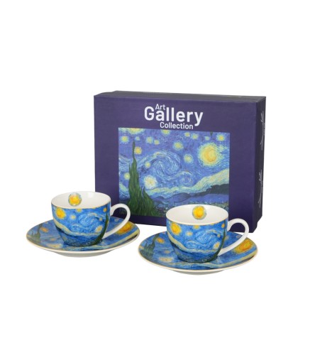 Komplet 2 Filiżanek Espresso ze Spodkami 110 ml GWIAŹDZISTA NOC Van Gogh
