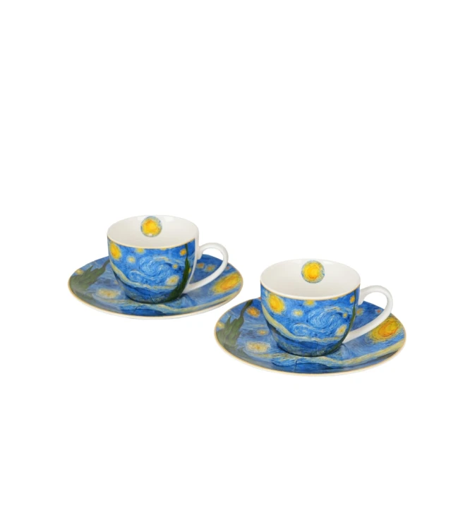 Komplet 2 Filiżanek Espresso ze Spodkami 110 ml GWIAŹDZISTA NOC Van Gogh