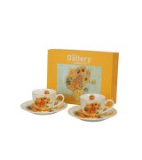 Komplet 2 Filiżanek Espresso ze Spodkami 110 ml  SŁONECZNIKI  V. van Gogh