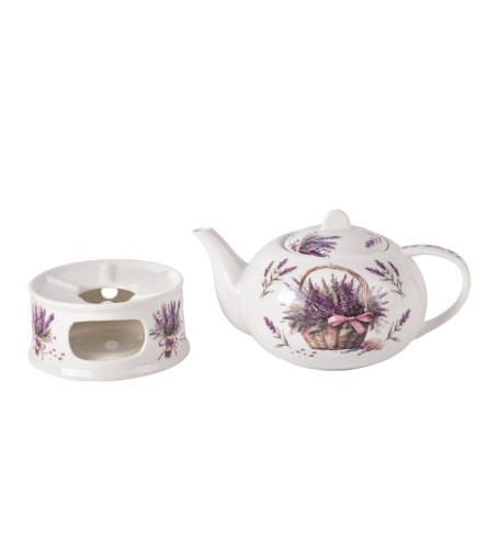 Dzbanek Porcelanowy z Podgrzewaczem 1200 ml – LAWENDA