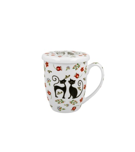 Kubek Porcelanowy z Zaparzaczem 350 ml – KOTY ETNO