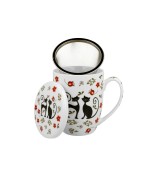 Kubek Porcelanowy z Zaparzaczem 350 ml – KOTY ETNO