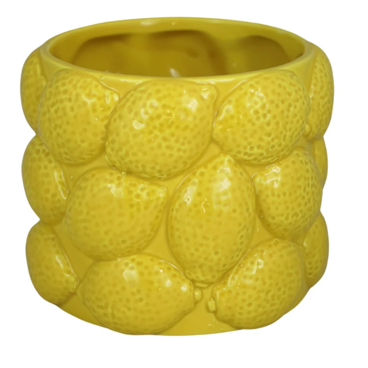 Doniczka Ceramiczna Cytryny Żółta Osłonka 17,7x17,7x14,3 cm