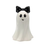 Figurka Ceramiczna Halloween Duszek z Czarną Kokardą 11x10,8x16,6 cm