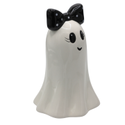 Figurka Ceramiczna Halloween Duszek z Czarną Kokardą 11x10,8x16,6 cm