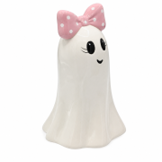 Figurka Ceramiczna Halloween Duszek z Różową Kokardą 11x10,8x16,6 cm