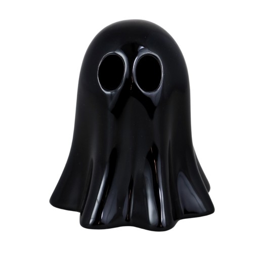 Figurka Lampion Ceramiczny Halloween Czarny Duszek LED 8,5x8,5x10 cm