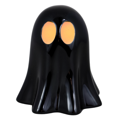 Figurka Lampion Ceramiczny Halloween Czarny Duszek LED 8,5x8,5x10 cm