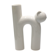 Wazon Ceramiczny Kot Biały 18,2x6,5x25 cm