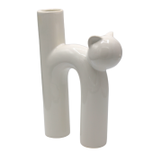 Wazon Ceramiczny Kot Biały 18,2x6,5x25 cm