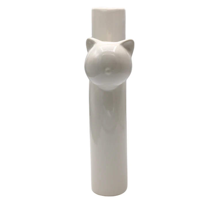 Wazon Ceramiczny Kot Biały 18,2x6,5x25 cm