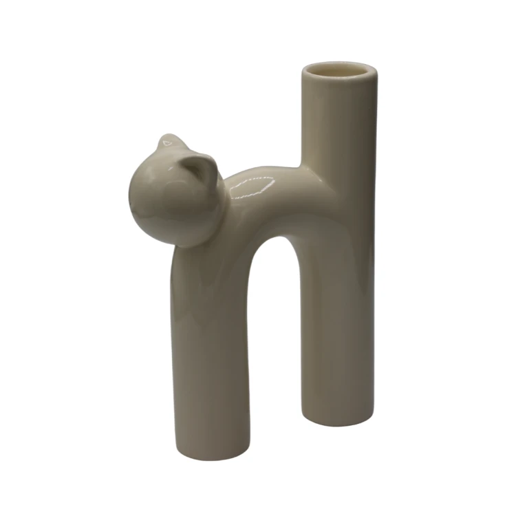 Wazon Ceramiczny Kot Kremowy 18,2x6,5x25 cm