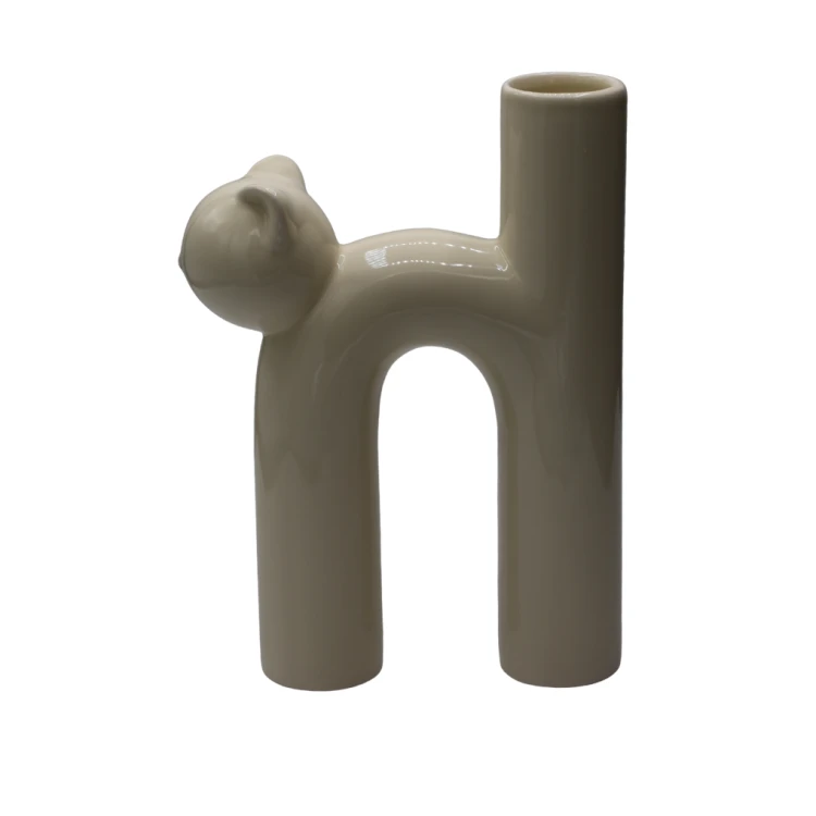 Wazon Ceramiczny Kot Kremowy 18,2x6,5x25 cm