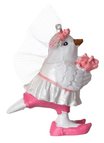 Figurka Dekoracyjna Panna Młoda Ptaszek z Bukietem 5,5x3,5x6 cm