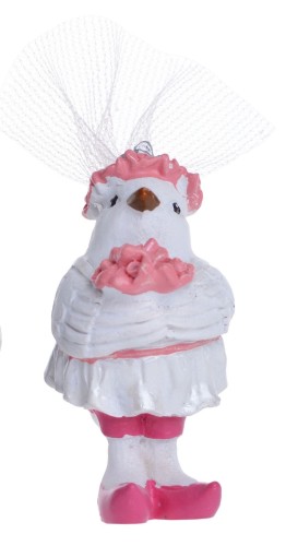 Figurka Dekoracyjna Panna Młoda Ptaszek z Bukietem 5,5x3,5x6 cm