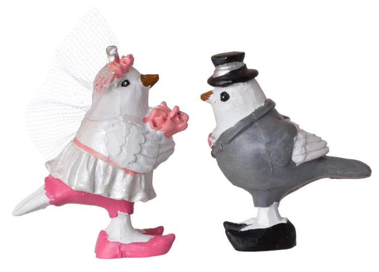 Figurka Dekoracyjna Panna Młoda Ptaszek z Bukietem 5,5x3,5x6 cm