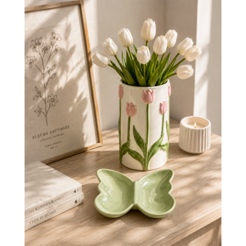 Patera Ceramiczna Miseczka Motyl Zielona 20,7x15,6x2,9 cm