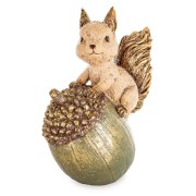 Figurka Ozdobna Wiewiórka na Żołędziu z Brokatem 17 cm