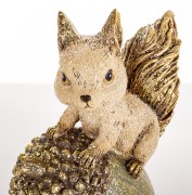 Figurka Ozdobna Wiewiórka na Żołędziu z Brokatem 17 cm