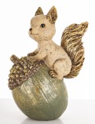 Figurka Ozdobna Wiewiórka na Żołędziu z Brokatem 17 cm