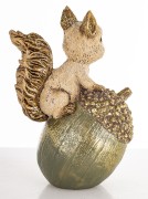 Figurka Ozdobna Wiewiórka na Żołędziu z Brokatem 17 cm