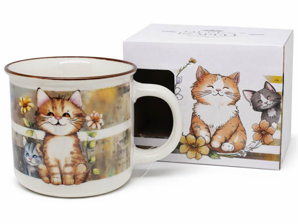 Kubek Ceramiczny Kot Kotek 400ml Duży Ceramiczny Na Prezent