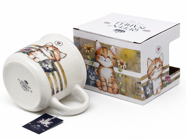 Kubek Ceramiczny Kot Kotki Serce 400ml Duży Ceramiczny Na Prezent