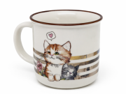Kubek Ceramiczny Kot Kotki Serce 400ml Duży Ceramiczny Na Prezent