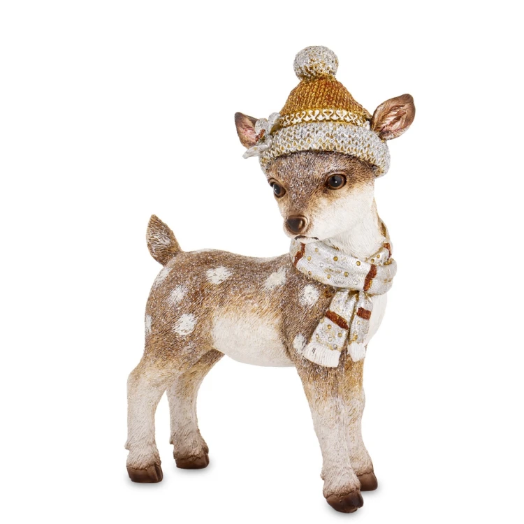 Figurka Jelonek Stojący w Czapce i Szaliku Zimowy Sarenka 23cm