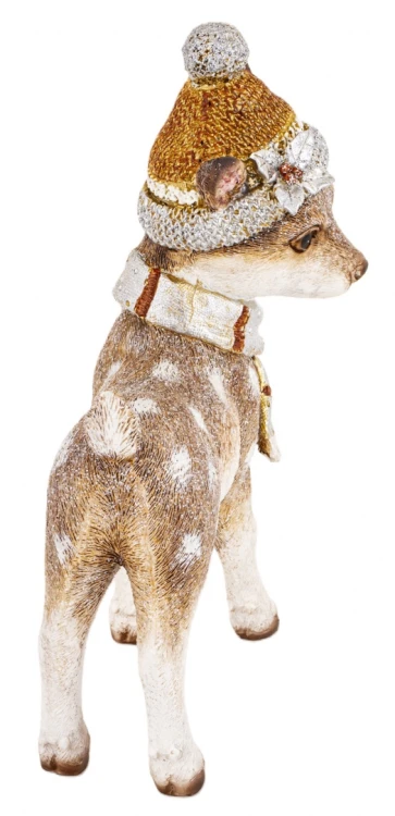 Figurka Jelonek Stojący w Czapce i Szaliku Zimowy Sarenka 23cm