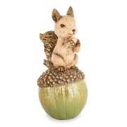 Figurka Wiewiórka na Żołędziu Jesienna Ozdoba Złocona Brokat 16,5cm