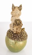 Figurka Wiewiórka na Żołędziu Jesienna Ozdoba Złocona Brokat 16,5cm