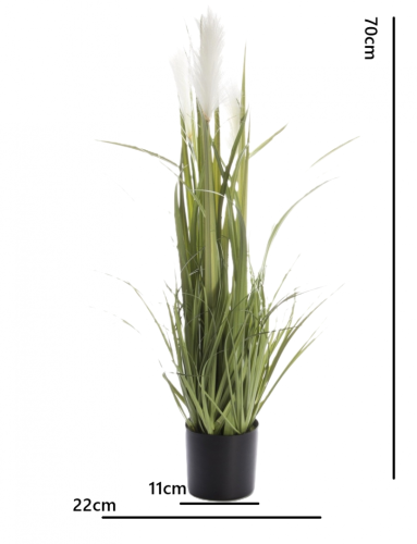 Sztuczna Trawa Pampasowa w Czarnej Doniczce – Ozdobna Roślina 70 cm