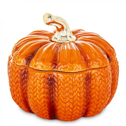 Pojemnik Dynia Ceramiczny Szkatułka z Pokrywką Jesienna Ozdoba 14cm