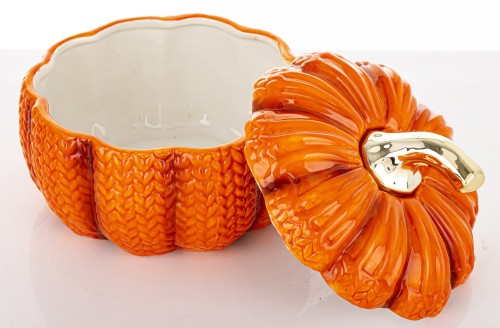 Pojemnik Dynia Ceramiczny Szkatułka z Pokrywką Jesienna Ozdoba 14cm