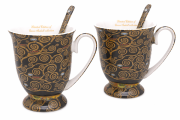 Komplet Porcelanowy 2 Kubki 300ml z Łyżeczkami – Gustav Klimt Drzewo Życia